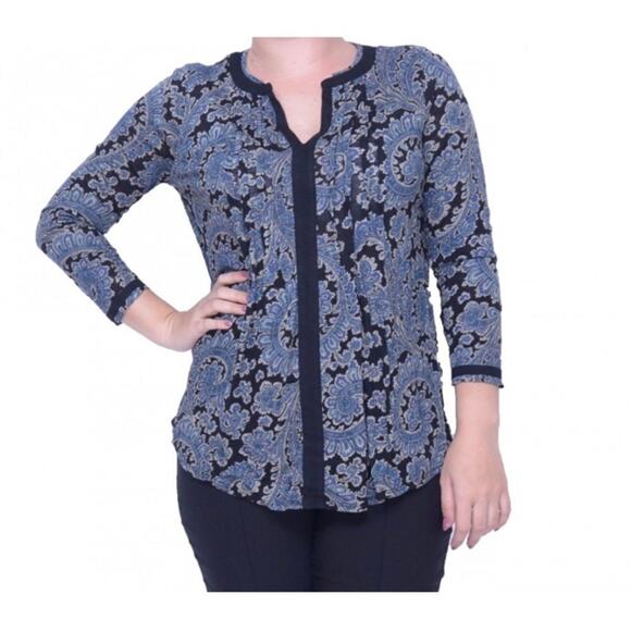 Lucky Brand M Blue Paisley Top - Picture 1 of 15